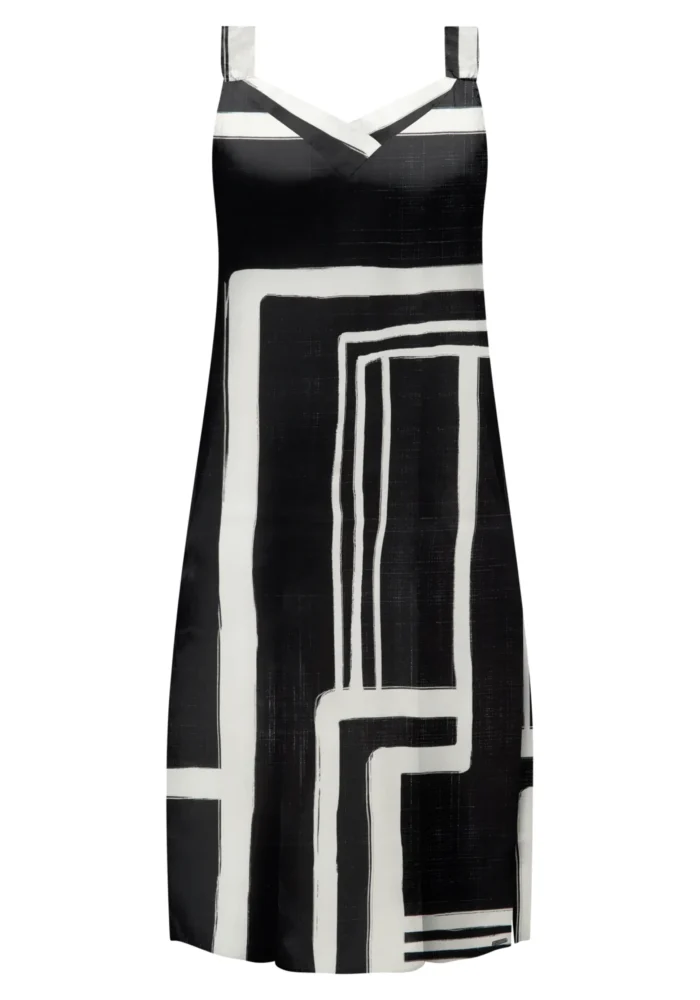 Vestido Plus Size Sem Manga Ref C0336 Estampa Preto - 52