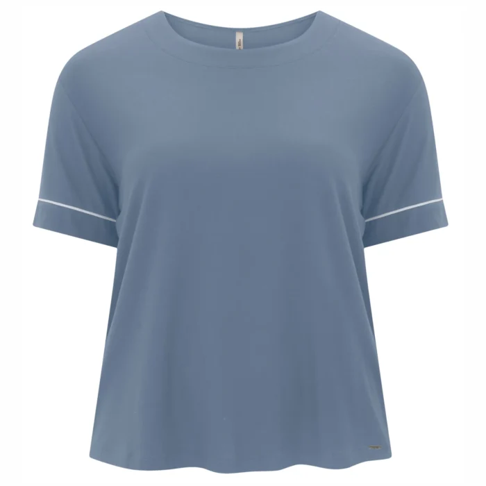 Blusa Feminina Plus Size Manga Curta C5130 Azul - 50