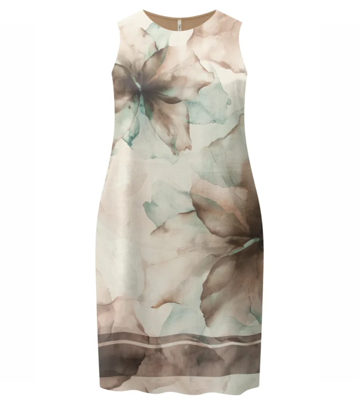 Vestido Plus Size Sem Manga Ref C5166 Estampa Bege - 52