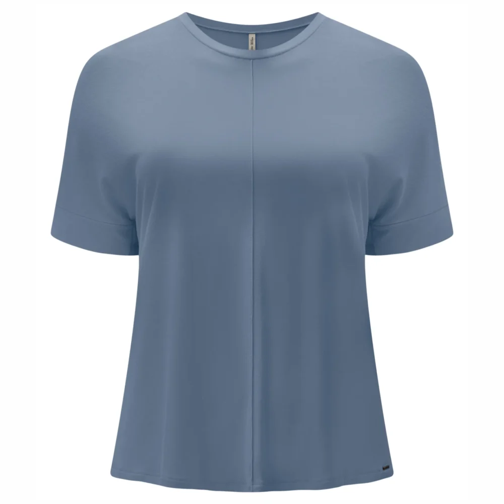 Blusa Feminina Plus Size Manga Curta C5192 Azul - 50