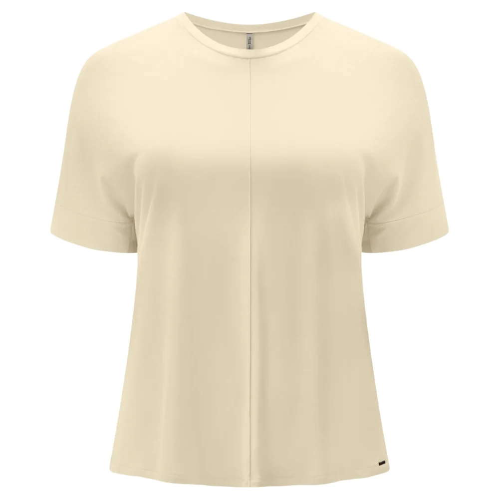 Blusa Feminina Plus Size Manga Curta C5192 Creme - 50