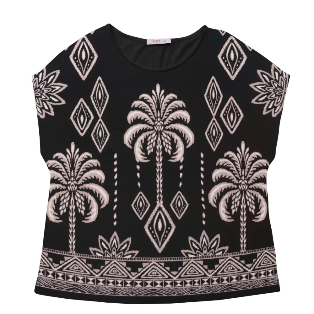 Blusa Feminina Plus Size Ref S01828 Preto  - 52