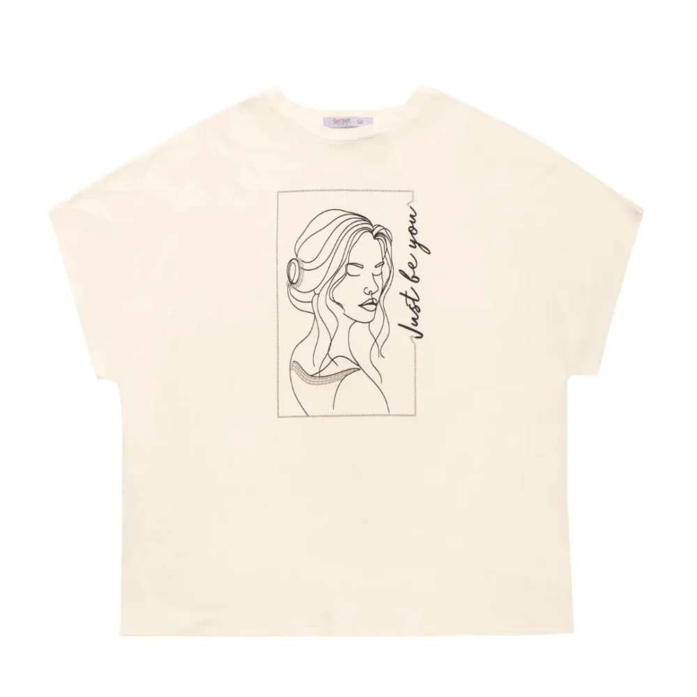 Blusa Feminina Manga Curta Plus Size Ref S01879 Off White - 50