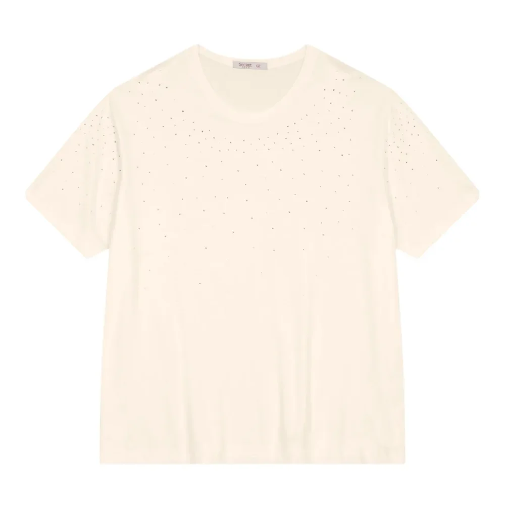 Blusa Feminina Manga Curta Plus Size Ref S01926 Off White - 54