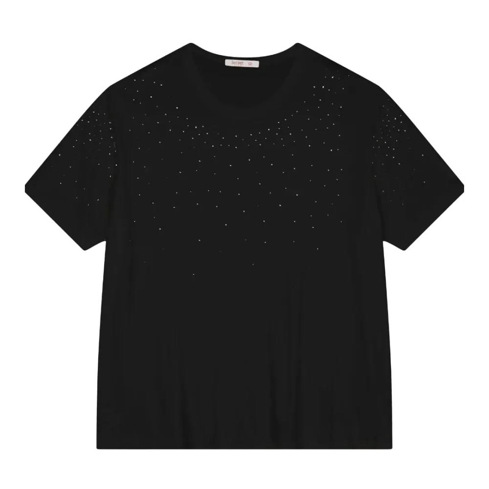 Blusa Feminina Manga Curta Plus Size Ref S01926 Preta - 54
