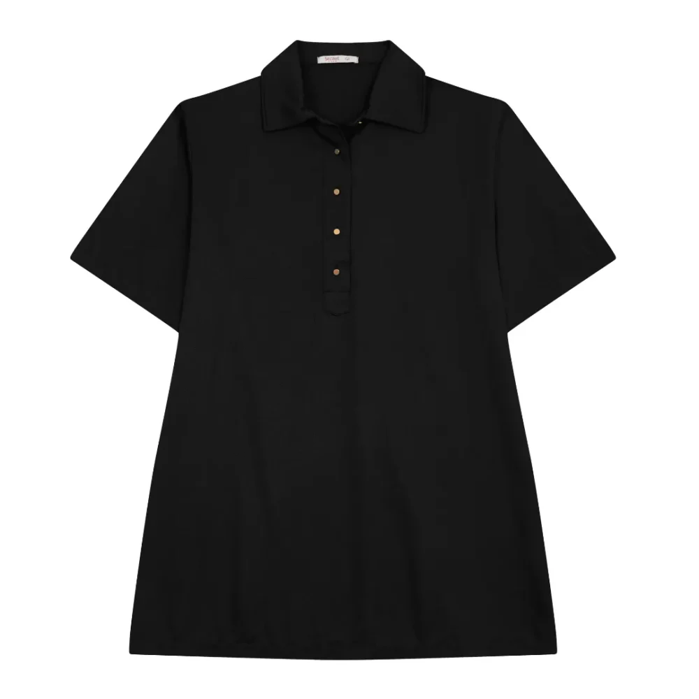 Vestido Manga Curta Plus Size Ref S01928 Preto - 52
