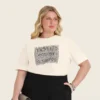 Blusa Feminina Plus Size Estampada  Ref S01929 Off White