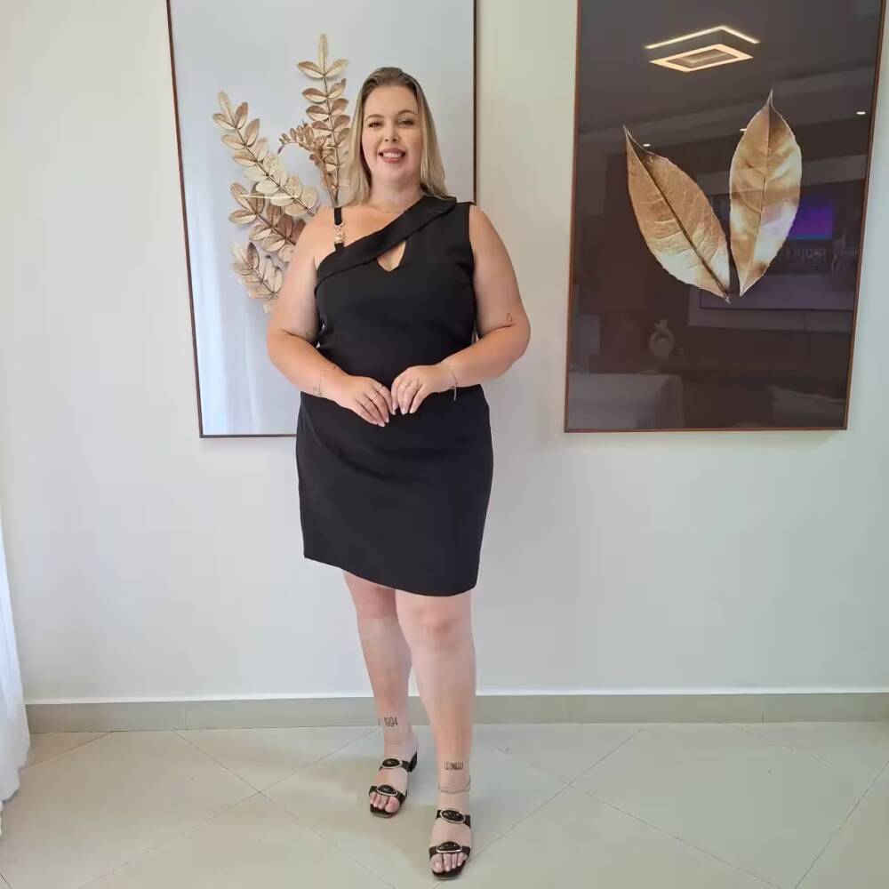 Vestido Plus Size Sem Manga Ref 129360 Preto - 50