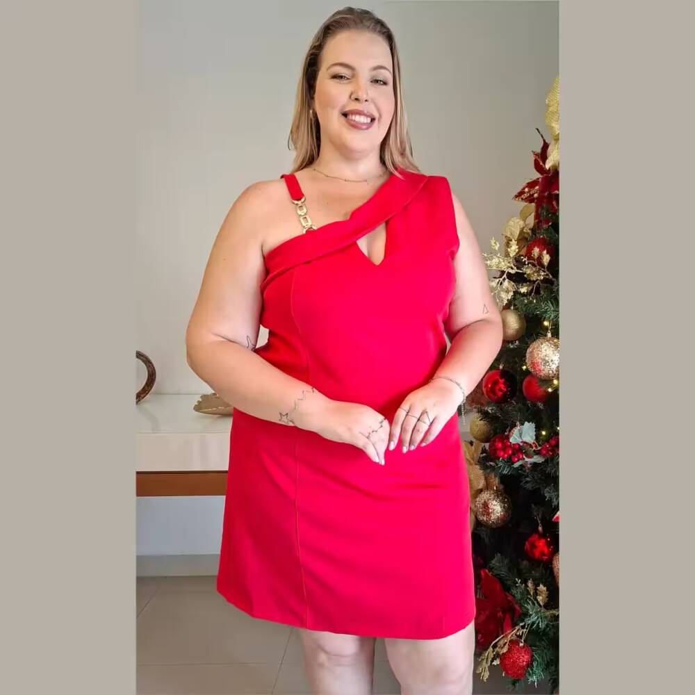 Vestido Plus Size Sem Manga Ref 129360 Vermelho - 50