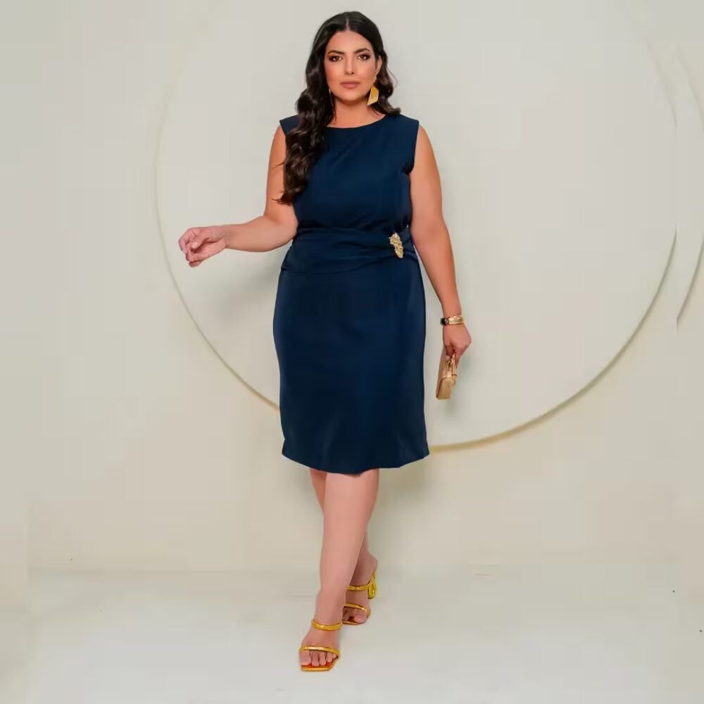 Alternative view of Vestido Sem Manga Plus Size Ref 129640 Marinho