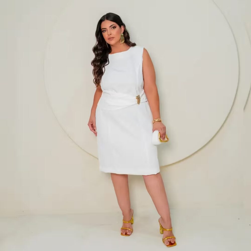Alternative view of Vestido Sem Manga Plus Size Ref 129640 Off White