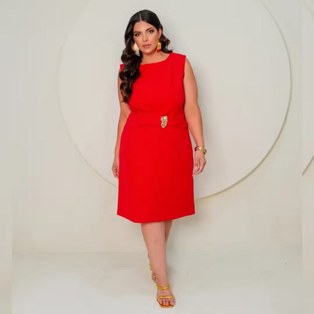 Alternative view of Vestido Sem Manga Plus Size  Ref 129640 Vermelho