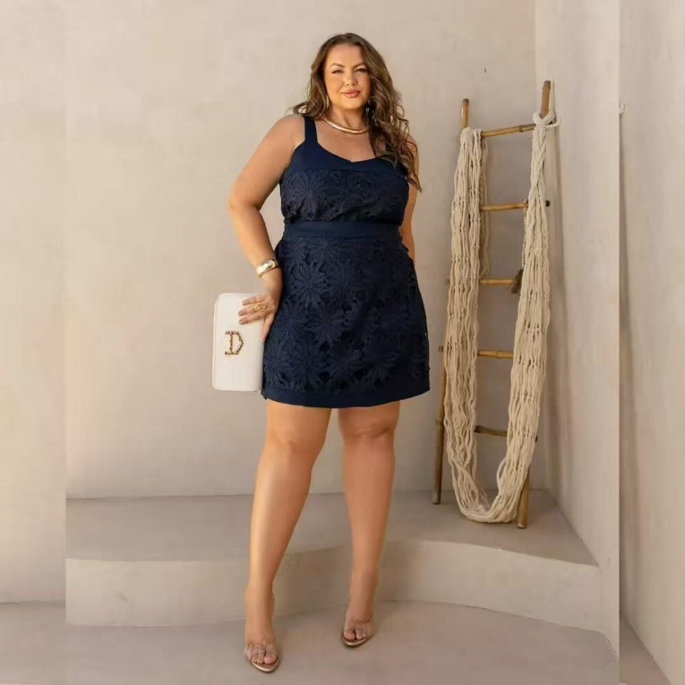 Alternative view of Cropped Feminino Sem Manga Plus Size Ref 700924 Marinho