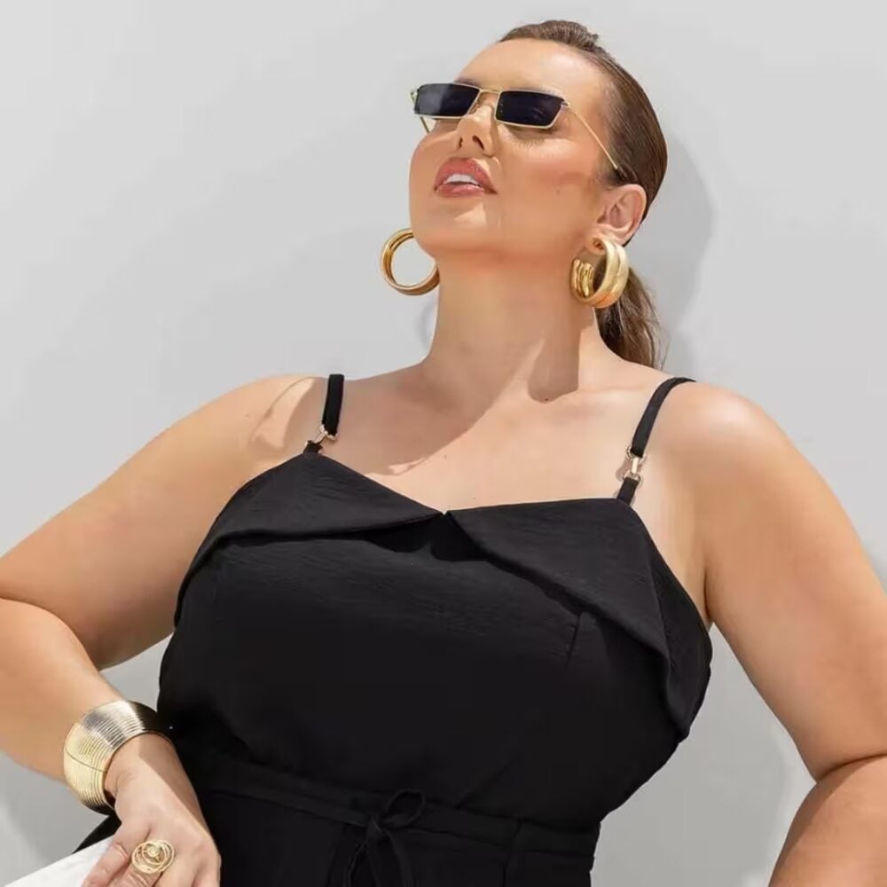 Alternative view of Cropped Feminino Sem Manga Plus Size Ref 700930 Preto