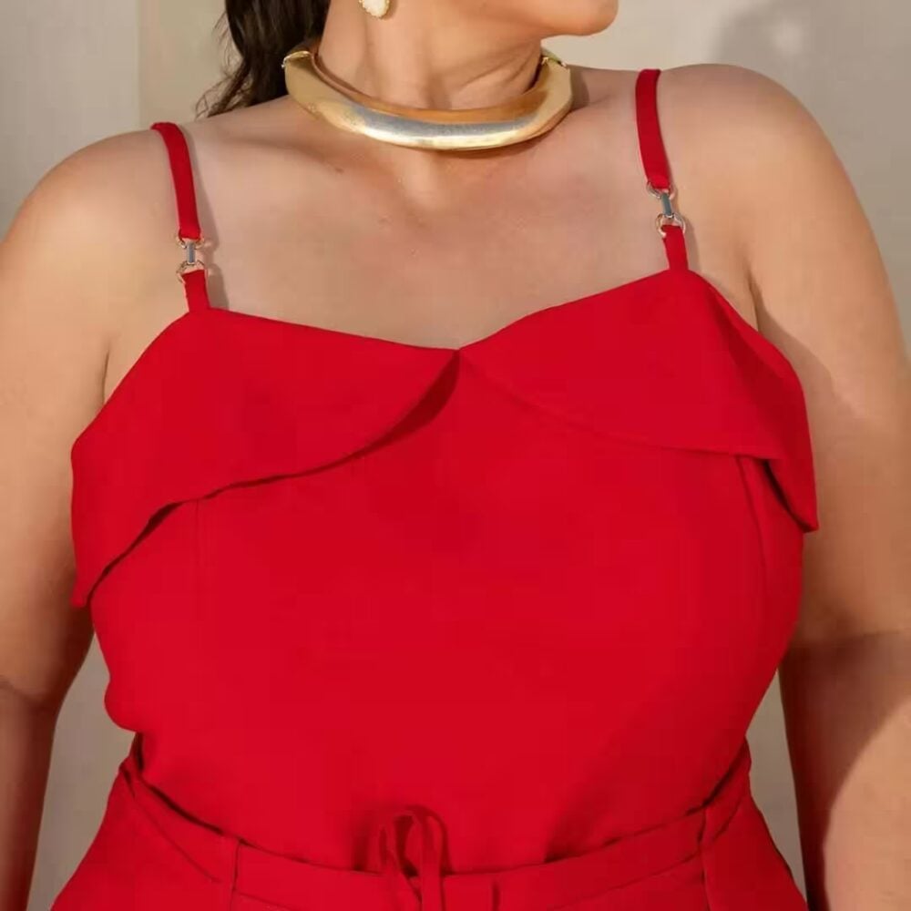 Alternative view of Cropped Feminino Sem Manga Plus Size Ref 700930 Vermelho