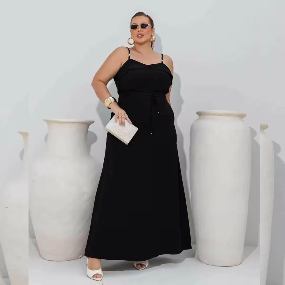 Saia Longa Plus Size Ref 820125 Preto