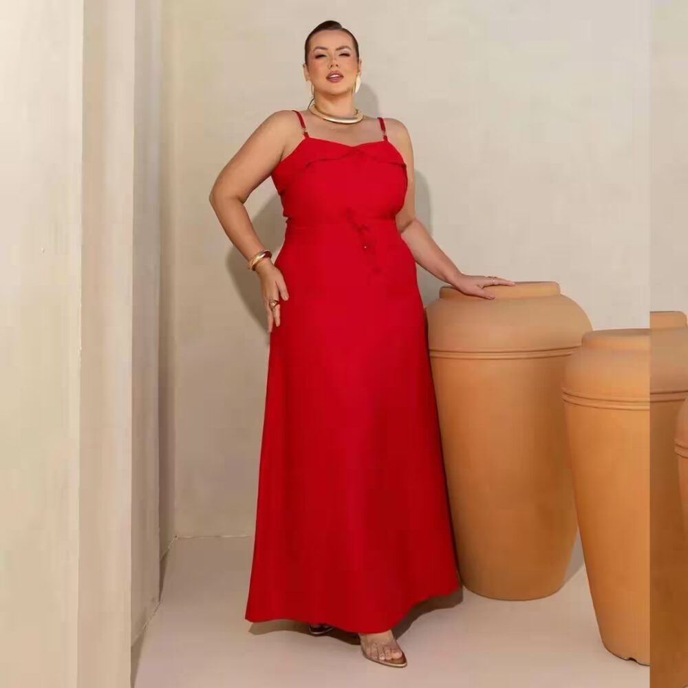 Alternative view of Saia Longa Plus Size Ref 820125 Vermelho