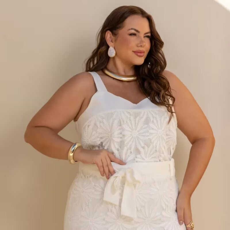 Cropped Feminino Sem Manga Plus Size Ref 700924 Off White