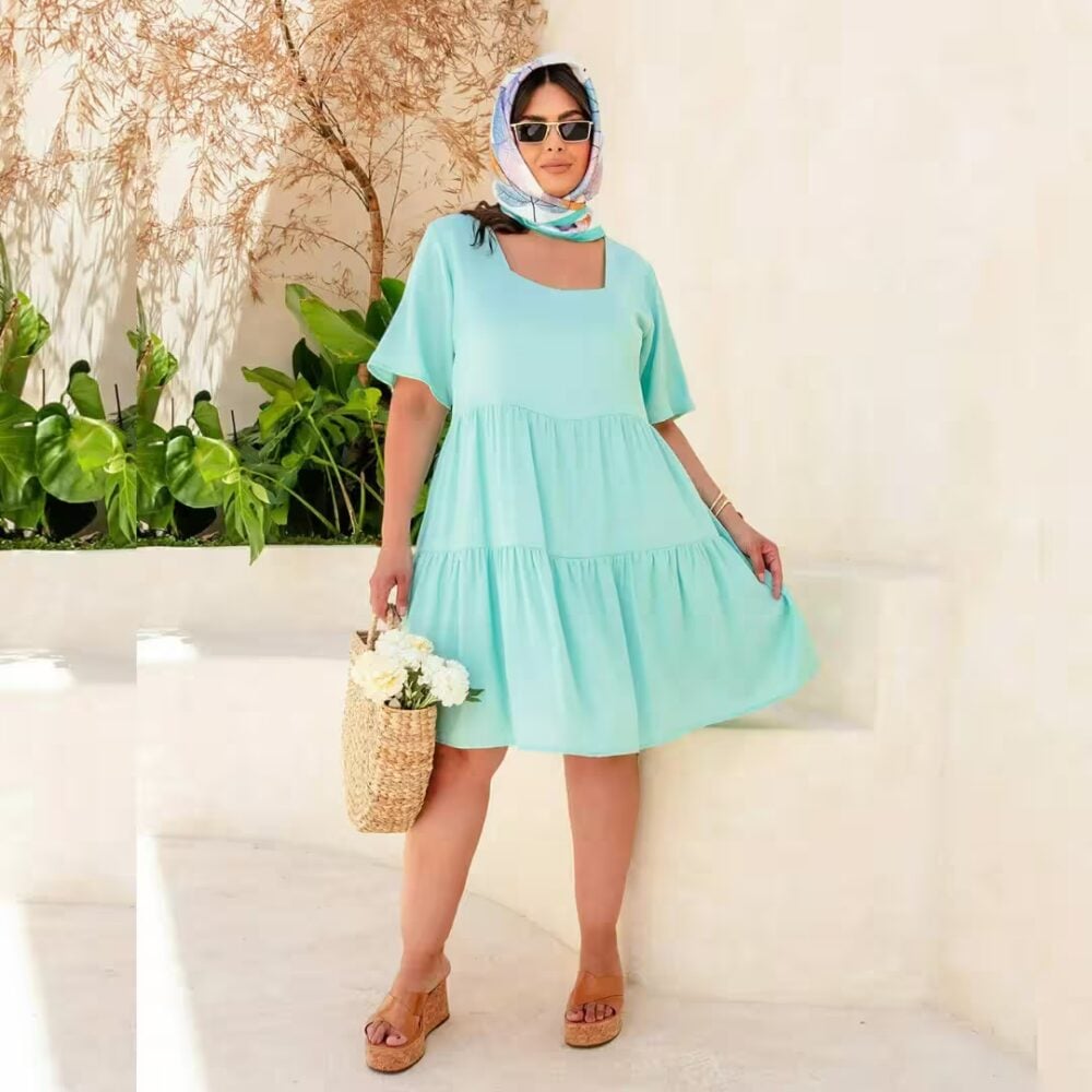 Vestido Manga Curta Plus Size Ref 900862 Verde