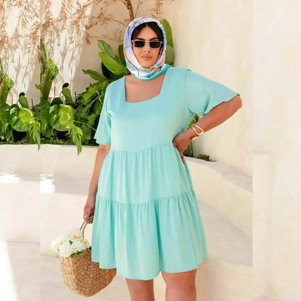 Alternative view of Vestido Manga Curta Plus Size Ref 900862 Verde