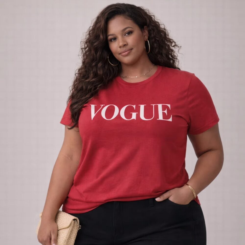 Blusa Feminina Plus Size Manga Curta Vogue Rosa Queimado - 48
