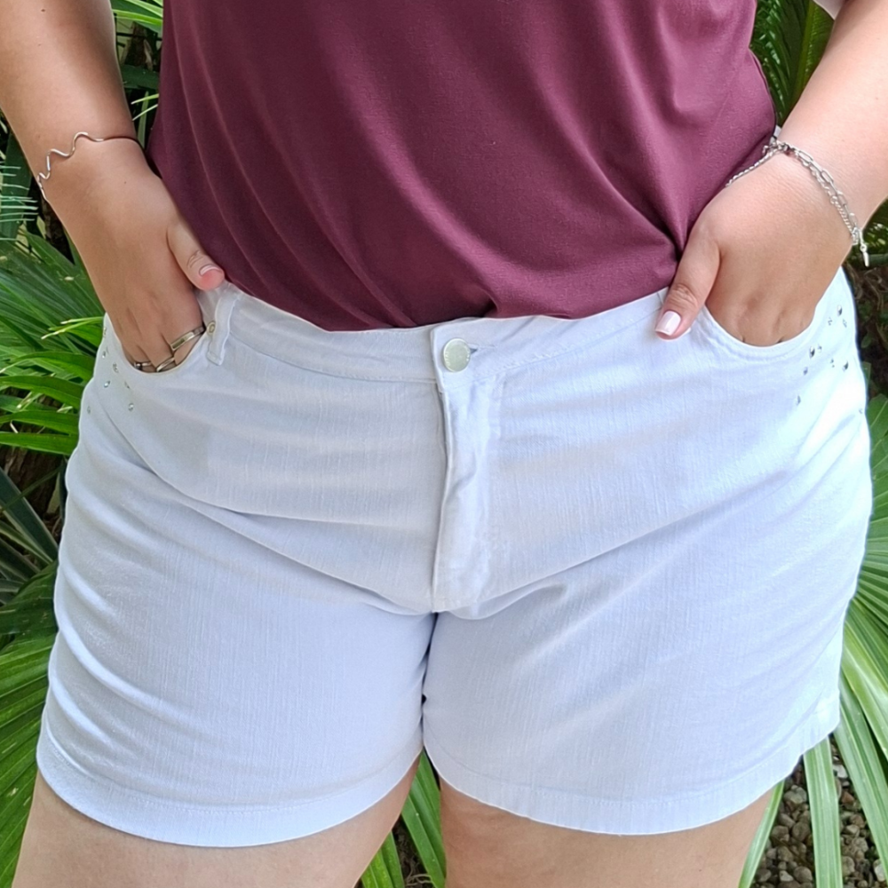 Shorts Feminino Plus Size Ref 1222 Branco - 54