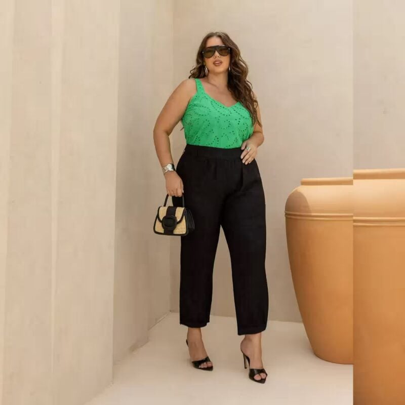 Calça Feminina Aladdin Plus Size Ref 800282 Preto