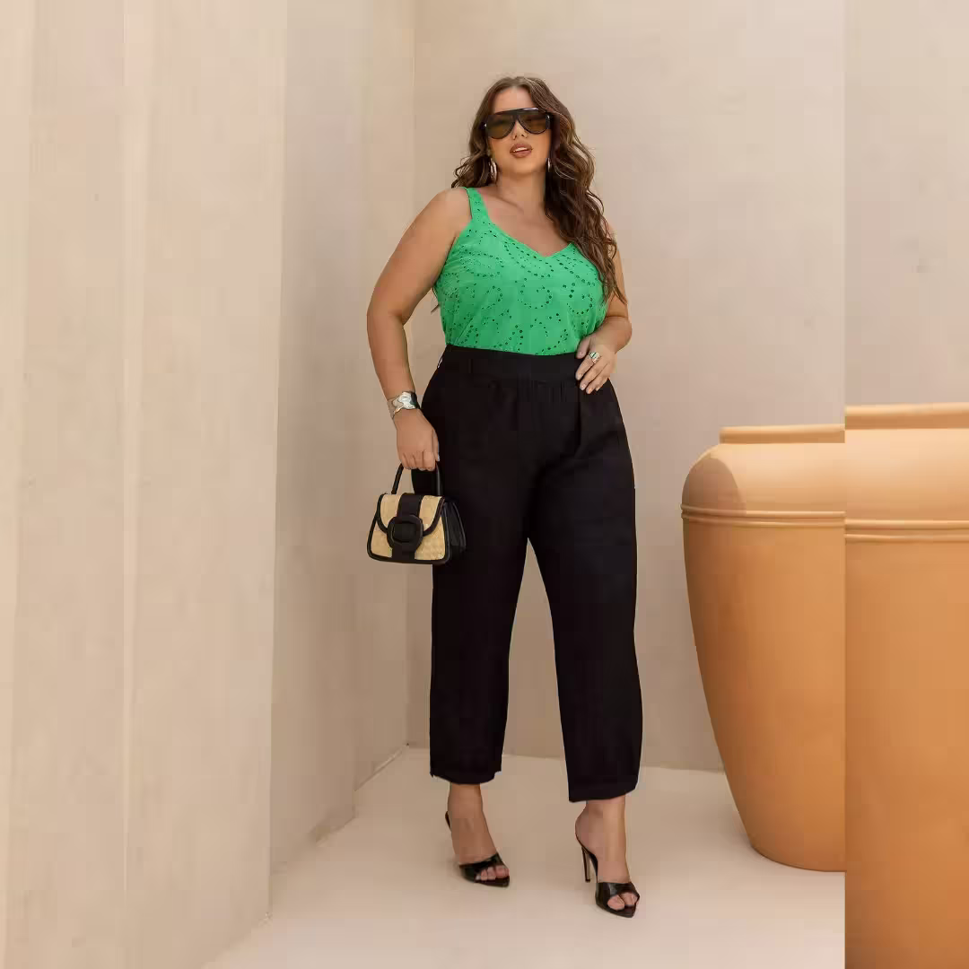 Calça Feminina Aladdin Plus Size Ref 800282 Preto