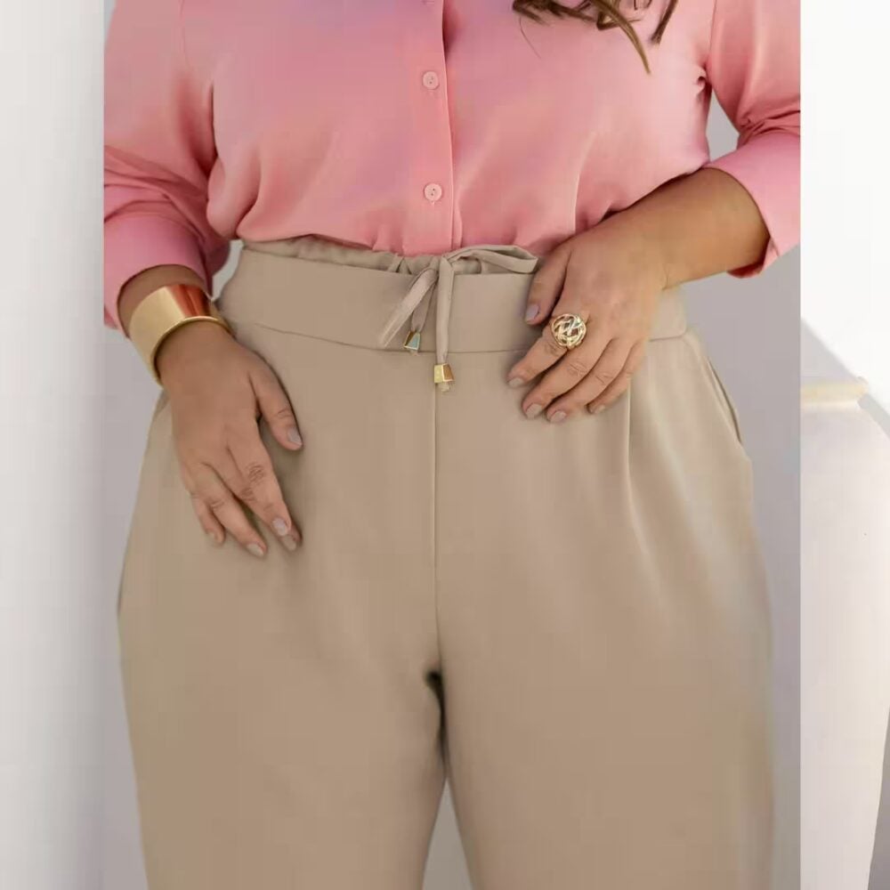 Alternative view of Calça Feminina Pantalona Plus Size Ref 800288 Bege