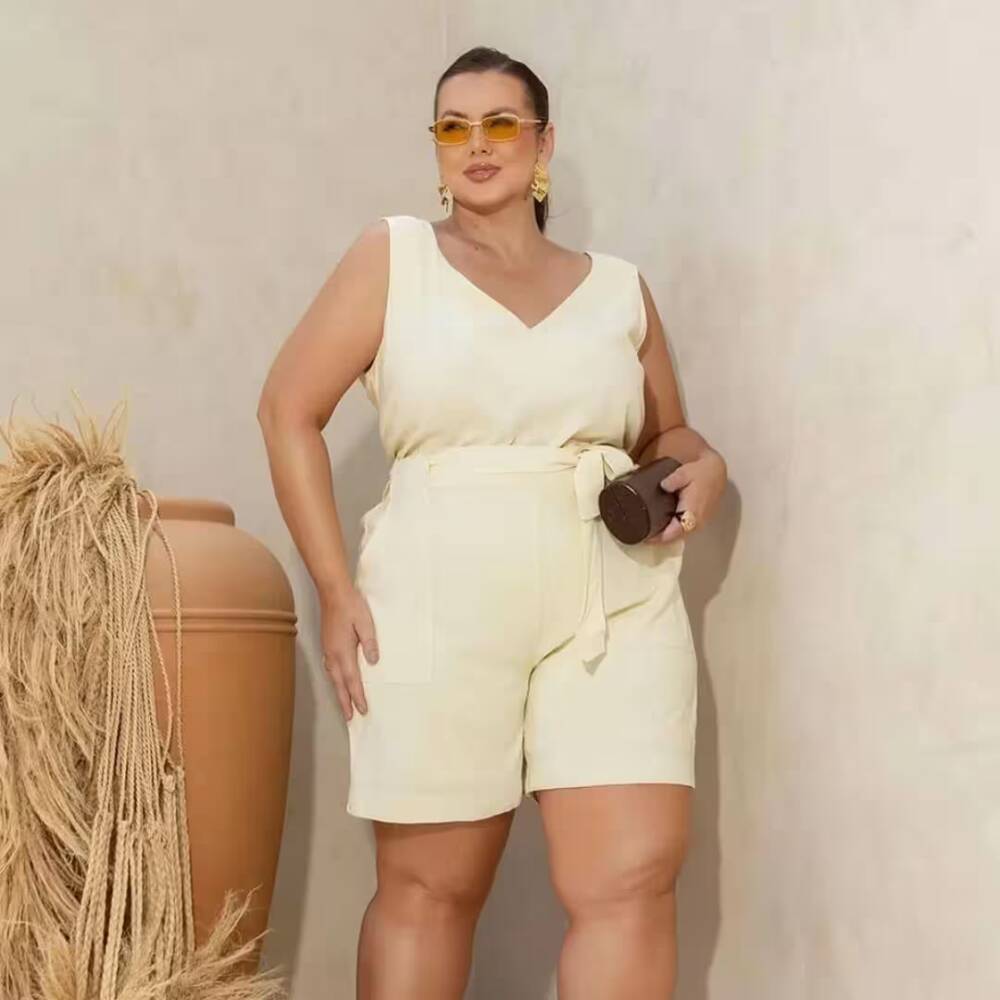 Shorts Feminino Curto Plus Size Ref 810150 Amarelo - 50