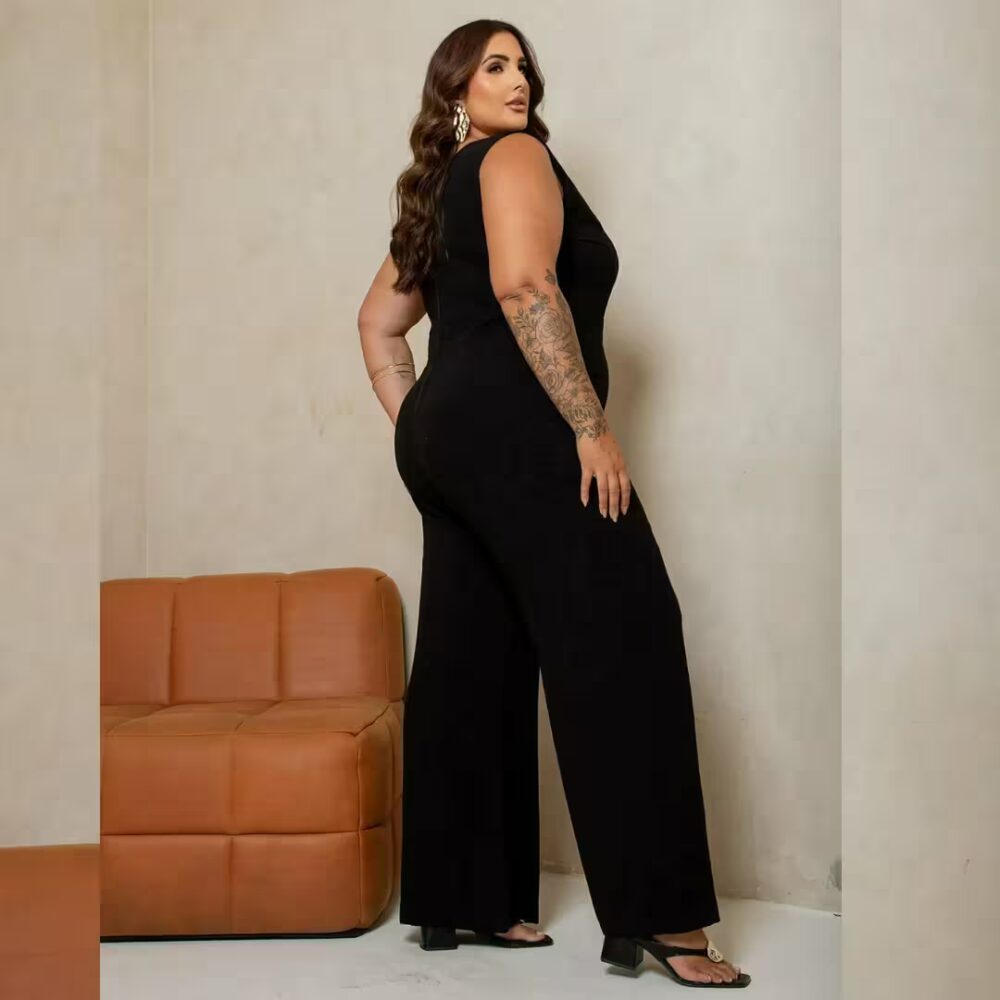 Alternative view of Macacão Longo Feminino Sem Manga Plus Size Ref 900848 Preto