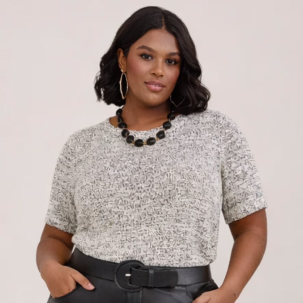 Blusa Feminina Plus Size Manga Curta Ref 61140011 Mescla