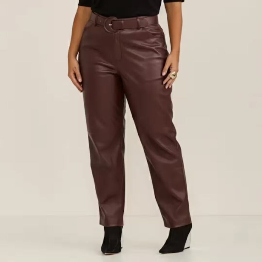 Alternative view of Calça Feminina Courino Plus Size Ref 61140072 Marrom