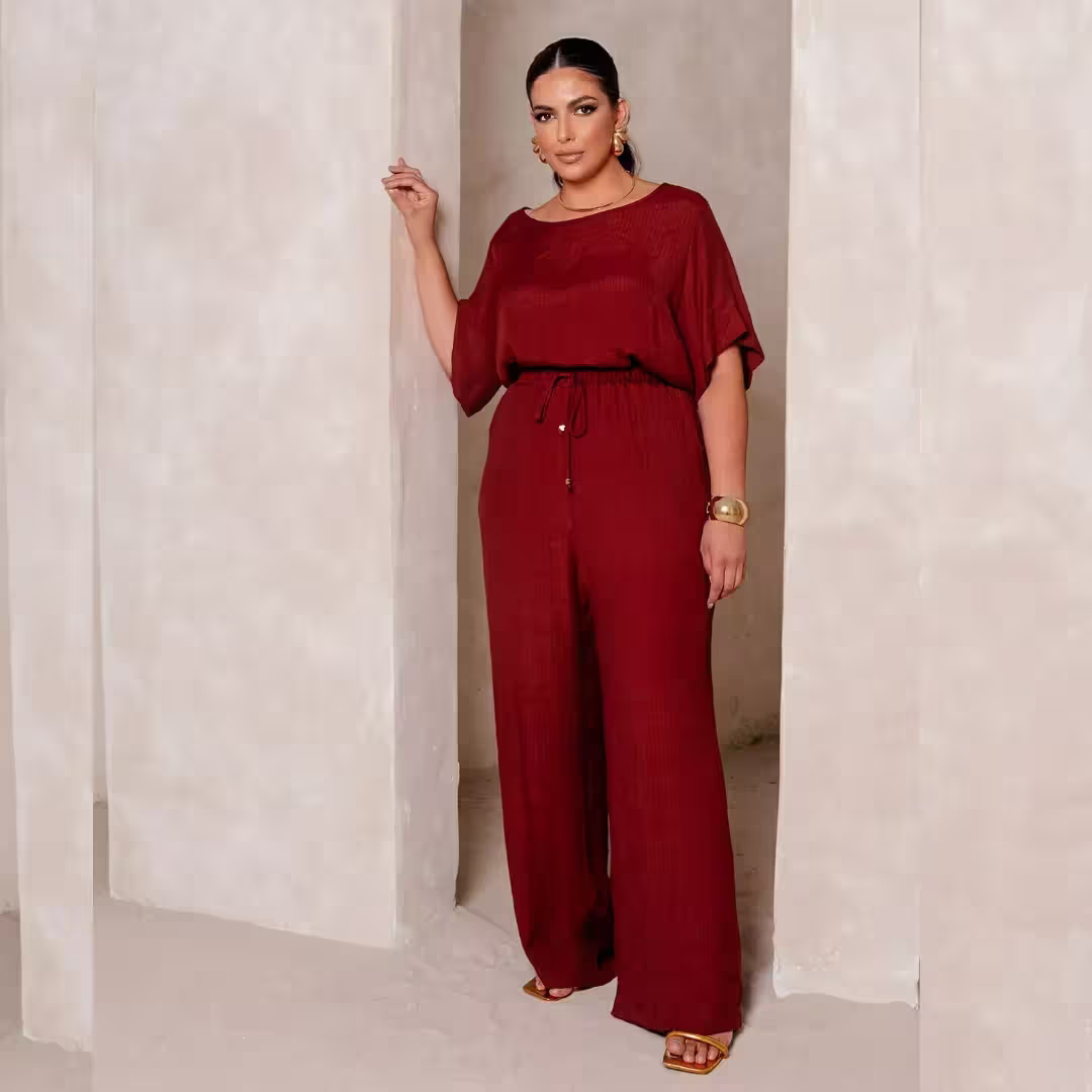 Calça Feminina Pantalona Plus Size Ref 800276 Vinho