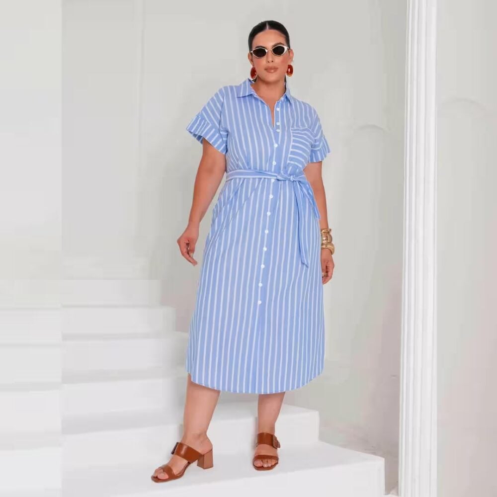 Alternative view of Vestido Mid Manga Curta Plus Size Ref 900859 Azul