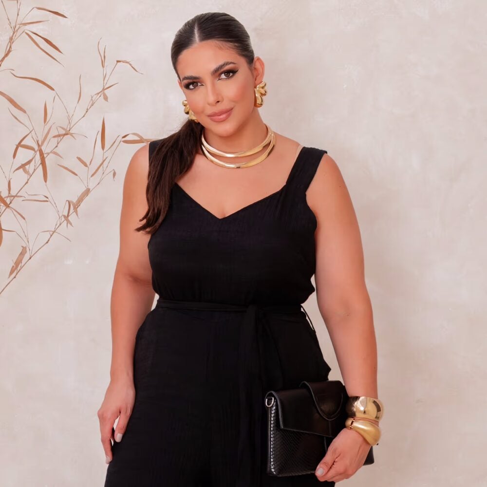 Alternative view of Macacão Longo Feminino Sem Manga Plus Size Ref 900889 Cor Preta