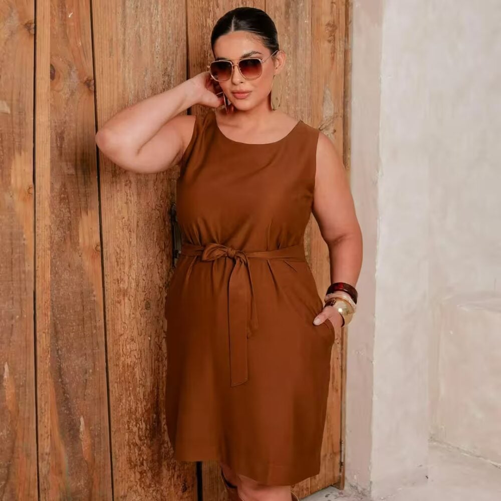 Alternative view of Vestido Sem Manga Plus Size Ref 900890 Cor Marrom