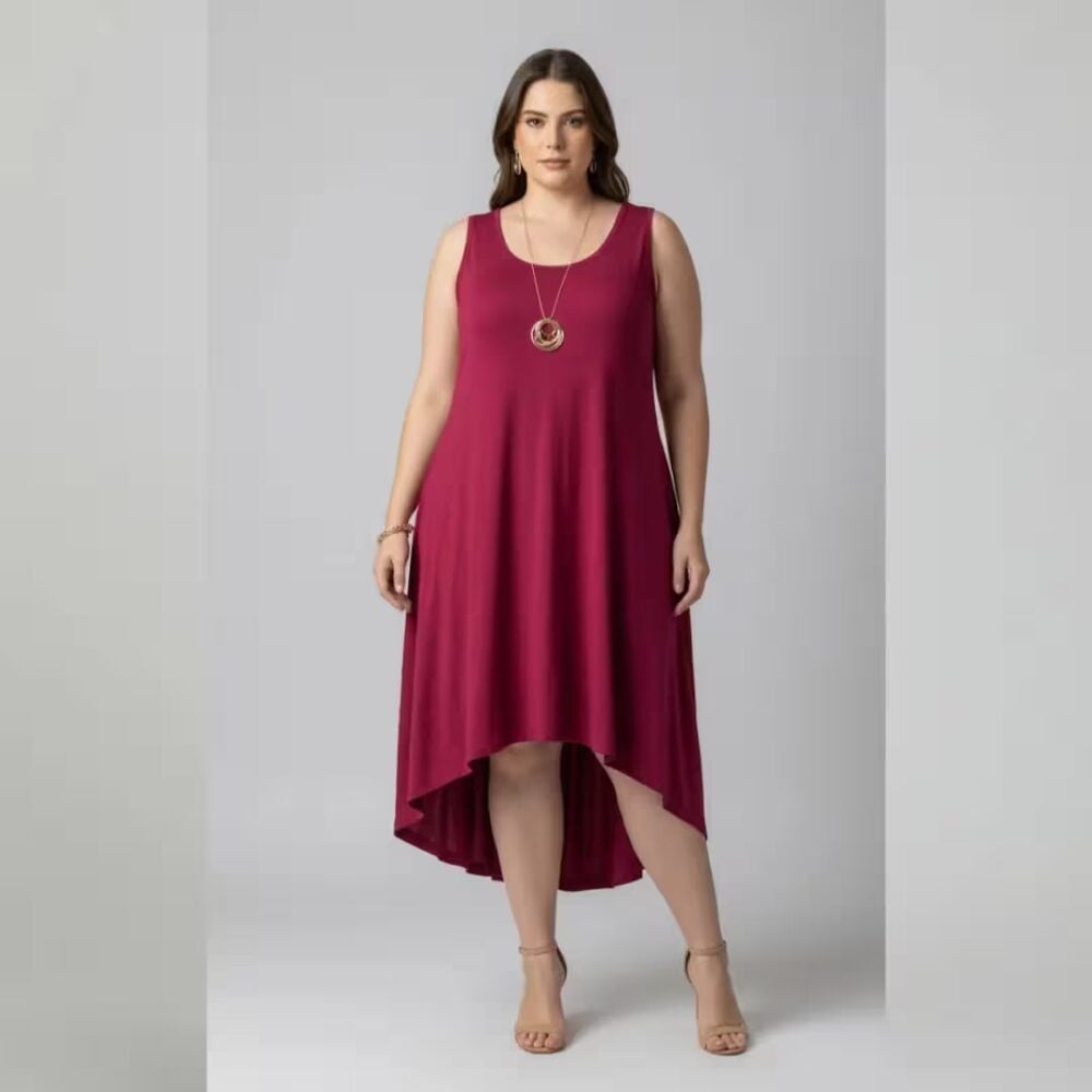 Alternative view of Vestido Midi Sem Manga Plus Size Ref VMS-223  Blush 