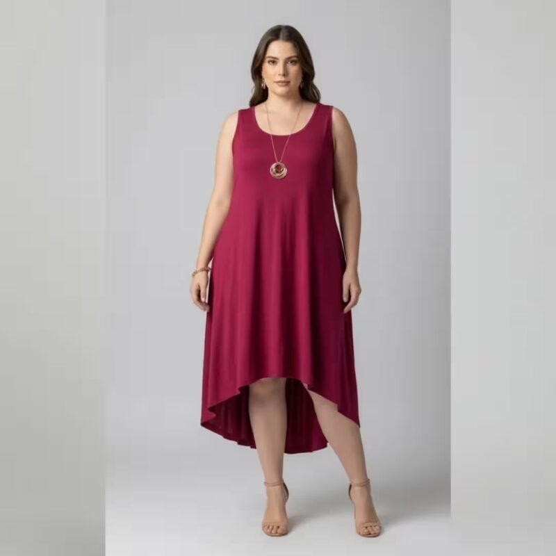 Vestido Midi Sem Manga Plus Size Ref VMS-223  Blush 
