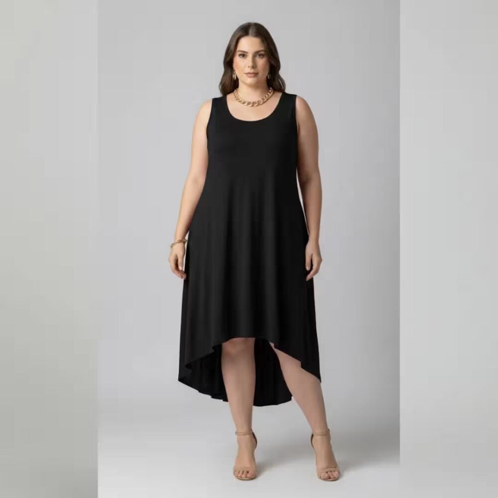 Vestido Midi Sem Manga Plus Size Ref VMS-223 Preto