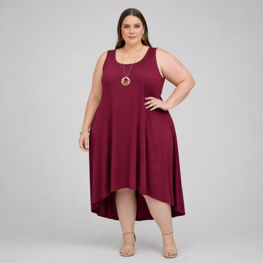 Vestido Midi Sem Manga Plus Size Ref VMS-223  Blush 