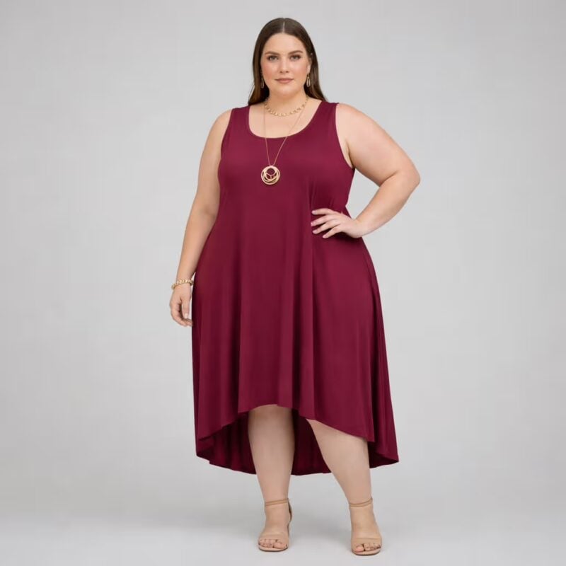 Vestido Midi Sem Manga Plus Size Ref VMS-223  Blush 