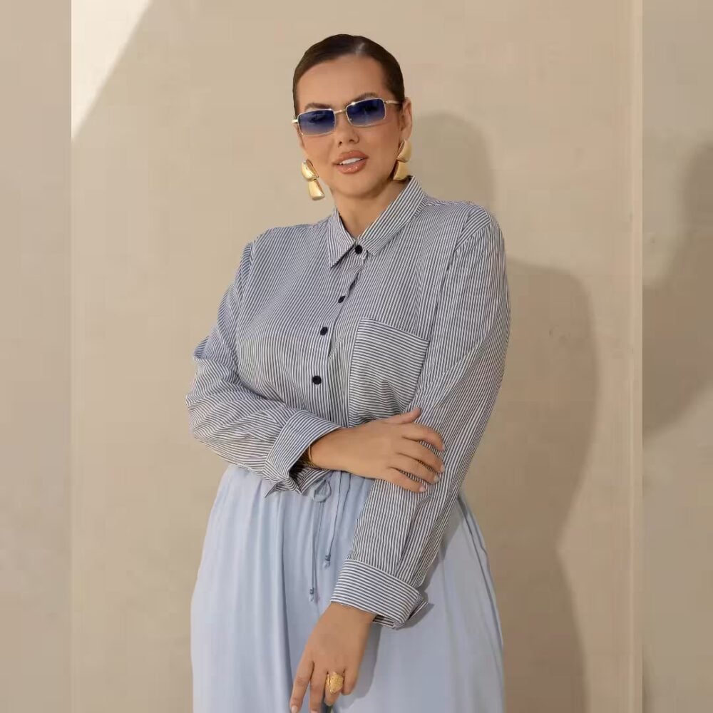 Alternative view of Camisa Feminina Manga Longa Plus Size Ref 700906 Chumbo