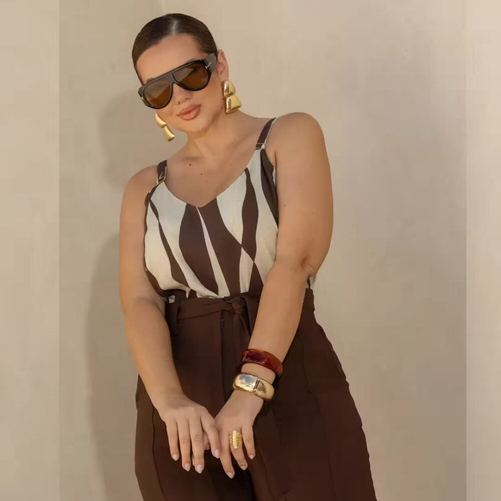 Alternative view of Regata Feminina Alcinha Plus Size Ref 700951 Estampa Marrom