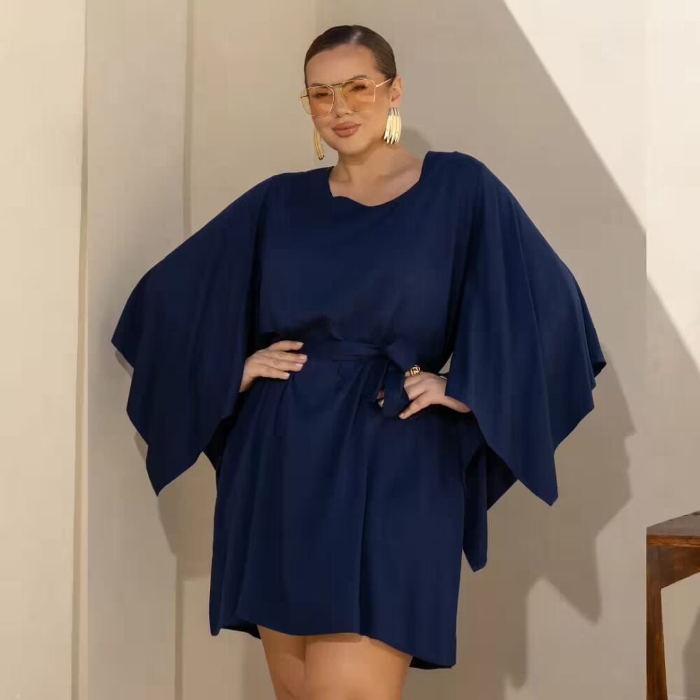 Alternative view of Vestido Plus Size Marinho com Mangas Ref 900892 Marinho 