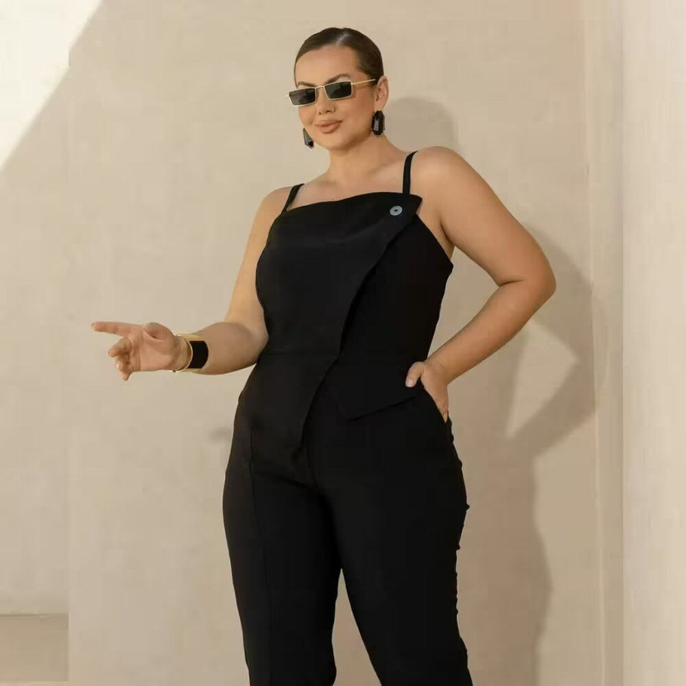 Cropped Feminino Sem Manga Plus Size Ref 700937 Preto