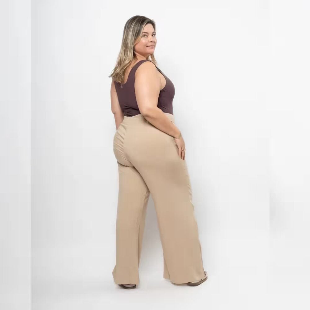Alternative view of Calça Feminina Pantalona Plus Size Ref MR2057 Bege