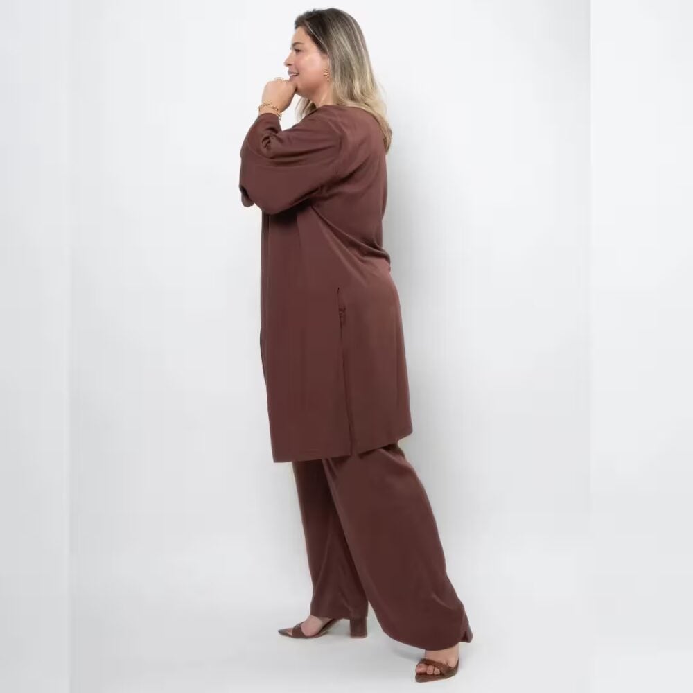 Alternative view of Kimono Manga Curta Plus Size Ref MR2054 Marrom