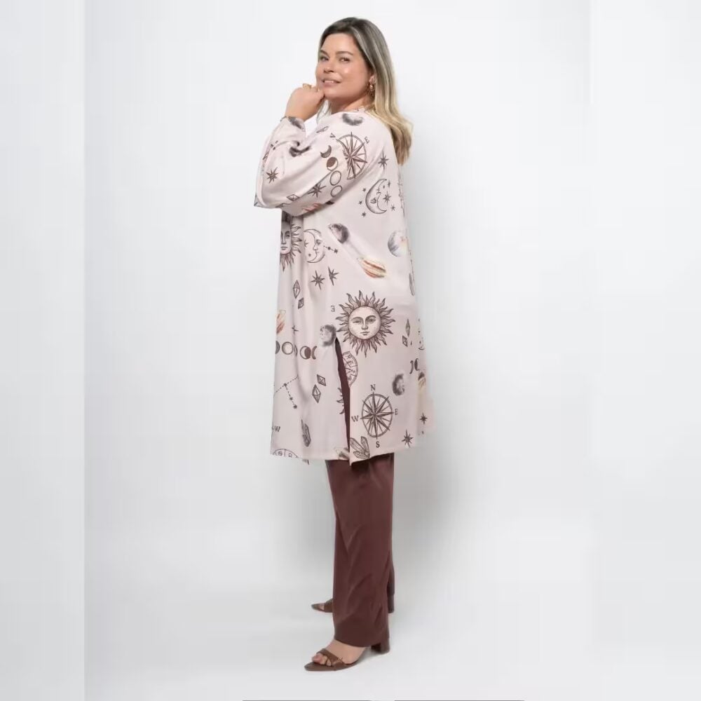 Alternative view of Kimono Manga Curta Plus Size Ref MR2062 Estampa Nude