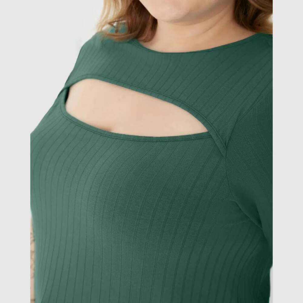 Alternative view of Blusa Feminina Plus Size Manga Curta Ref 132903 Verde
